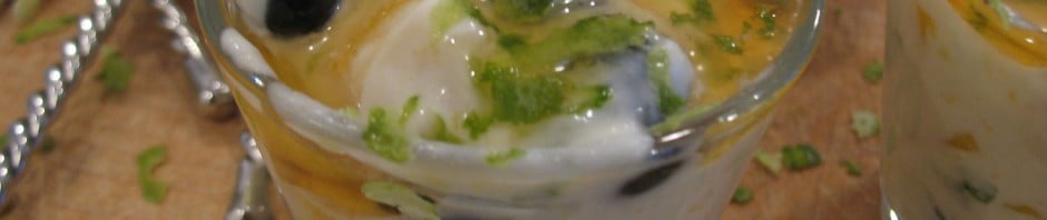 Mangoes and Blueberries in Yogurt Cream