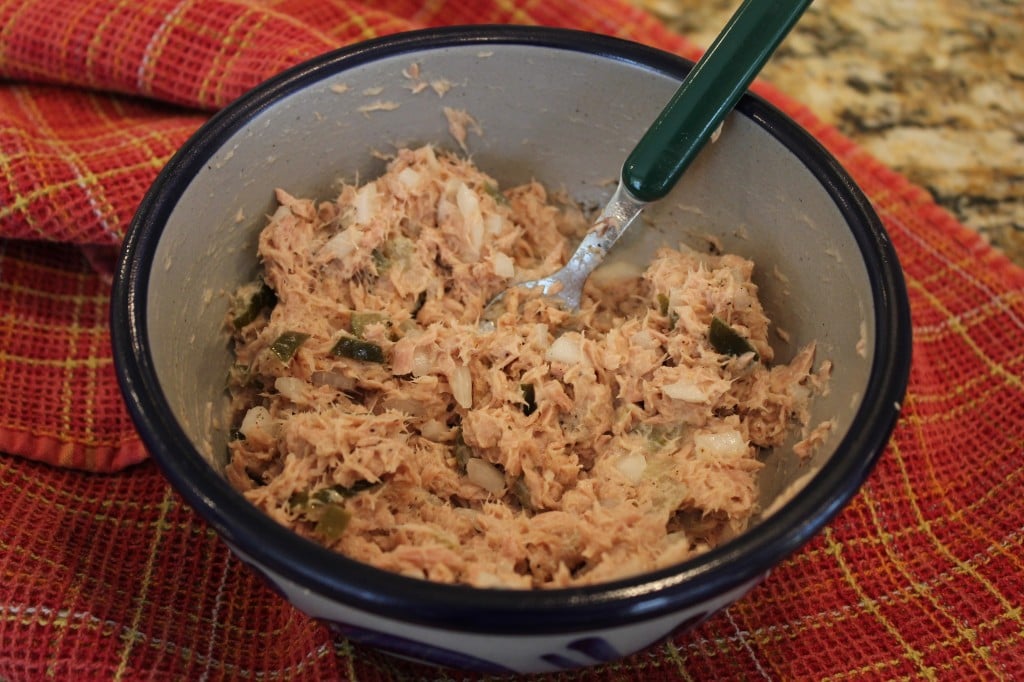 bowl full of tuna salad