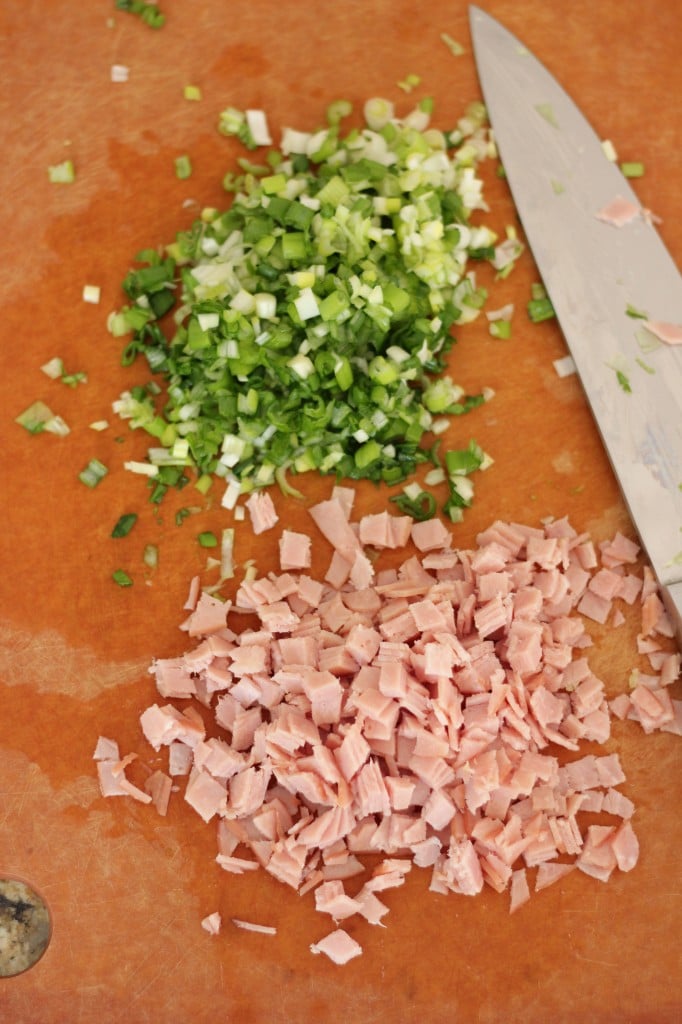 chopped ham and green onions