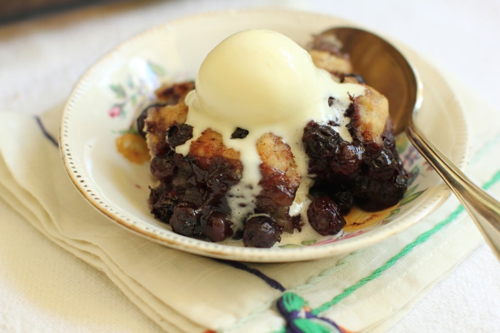 gluten-freesaskatoon cobbler with ice cream