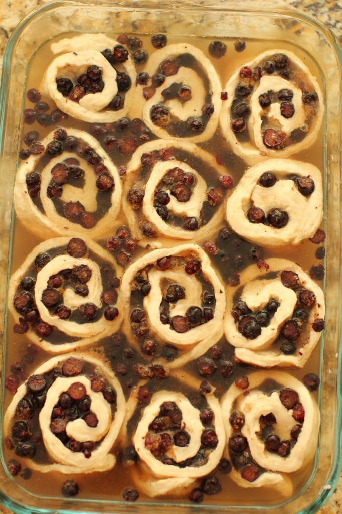 saskatoon rolls doused with syrup