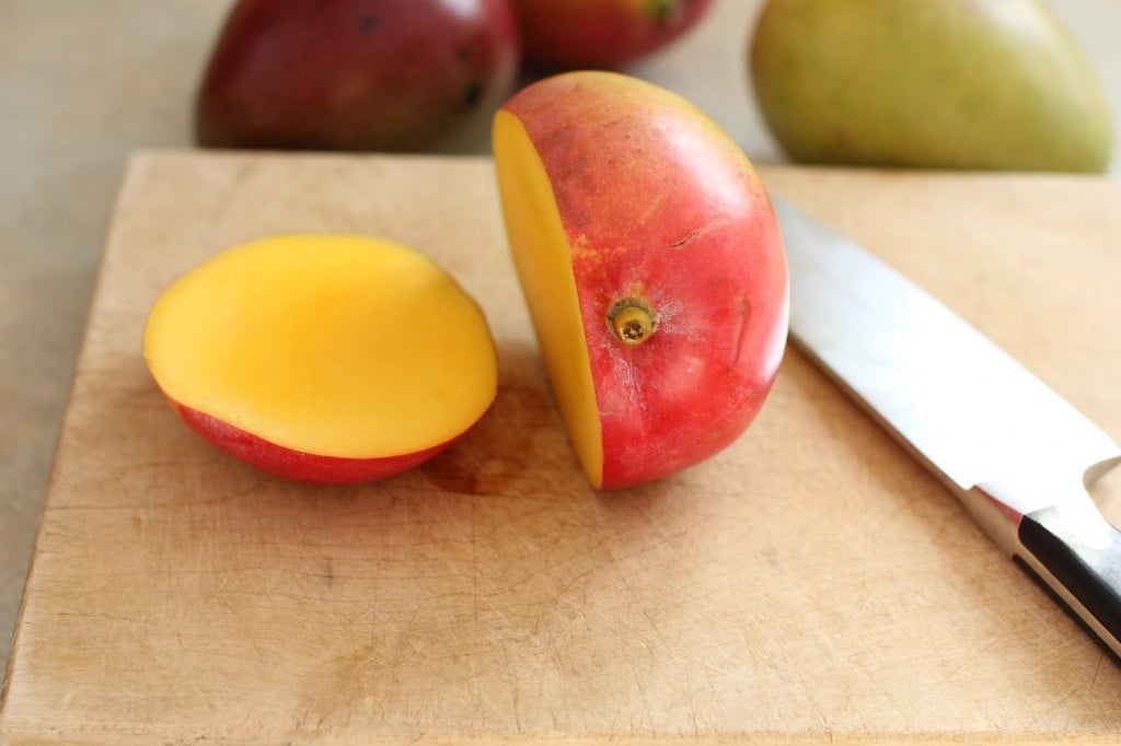 How to Cut a Mango - cut the 'cheeks' off first