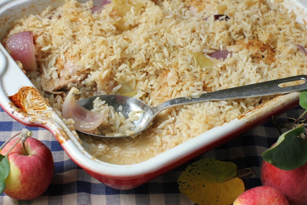 autumn one pan chicken bake; the first spoonful