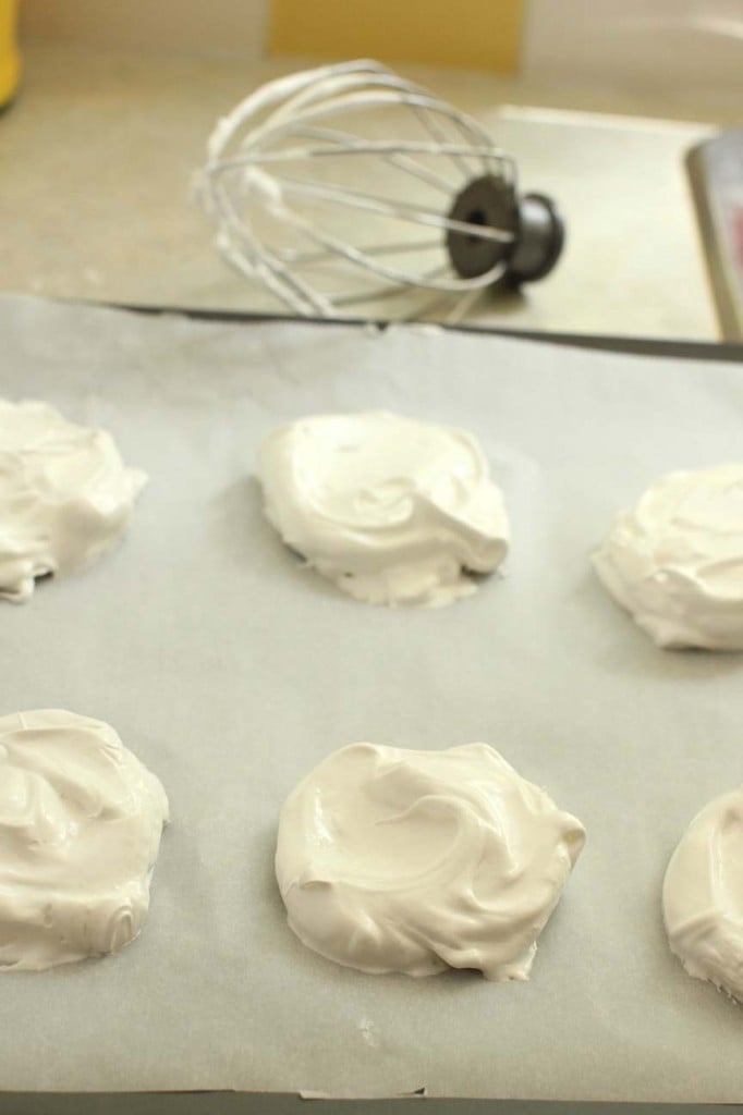 the meringues ready to go into the oven