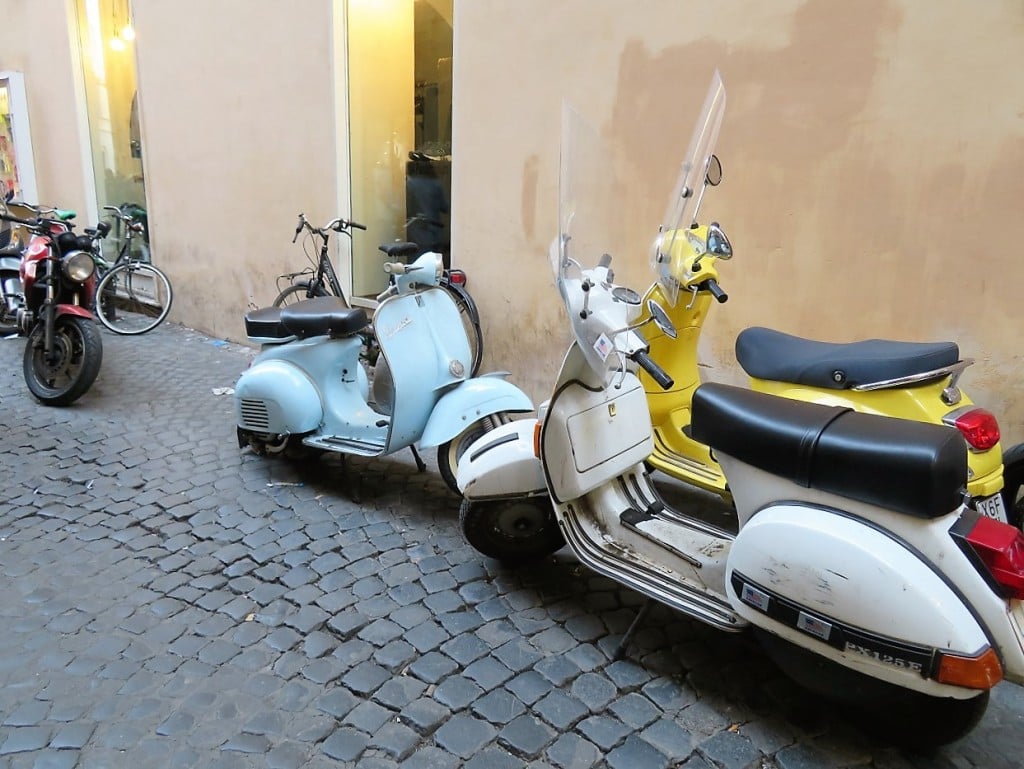 colourful scooters in Rome