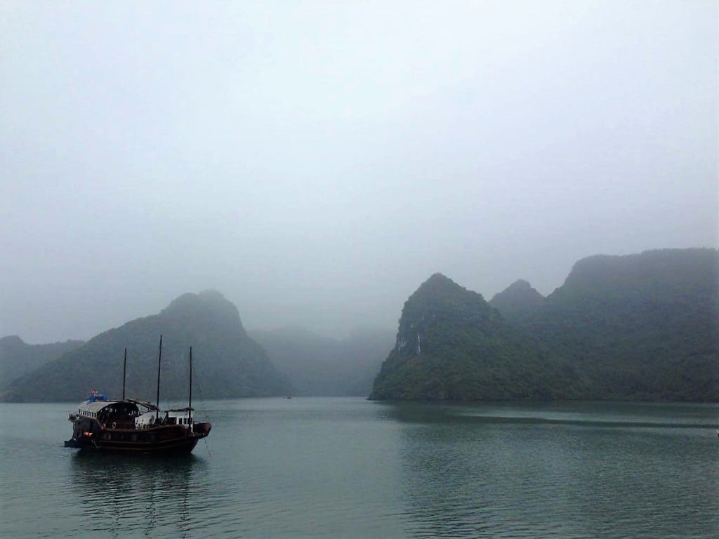 authentic pad thai, boat in mist in 