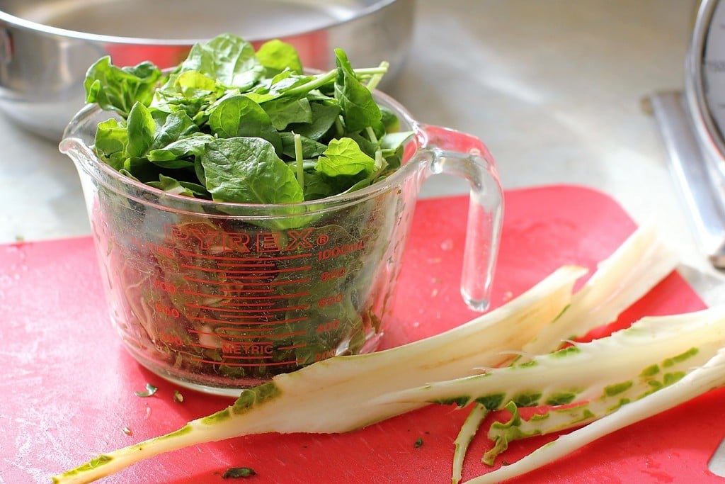 chard and spinach for green soup