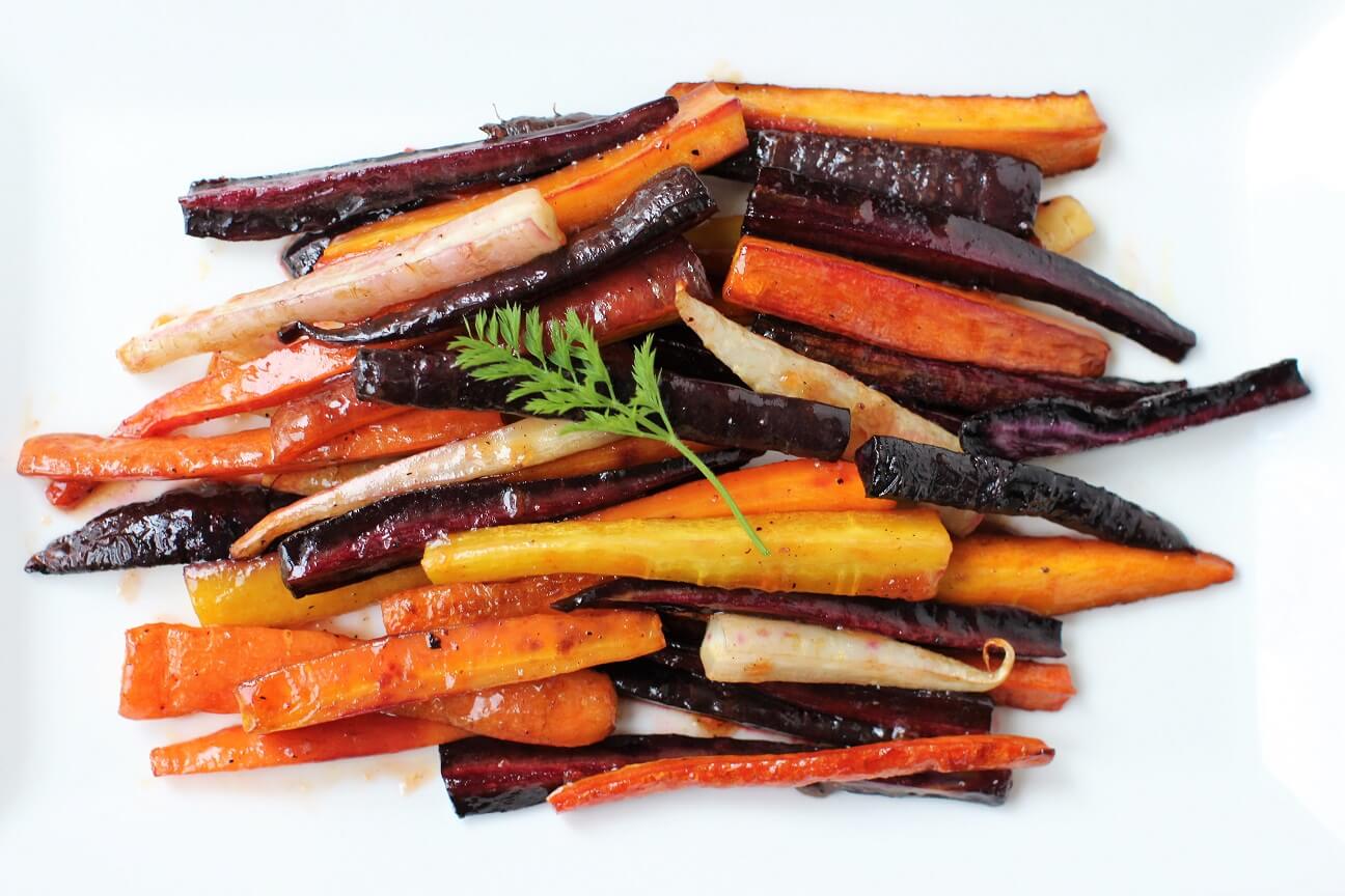 apple cider glazed carrots; beautiful on rainbow carrots