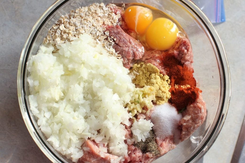 best meatloaf recipe - plop all ingredients into a bowl