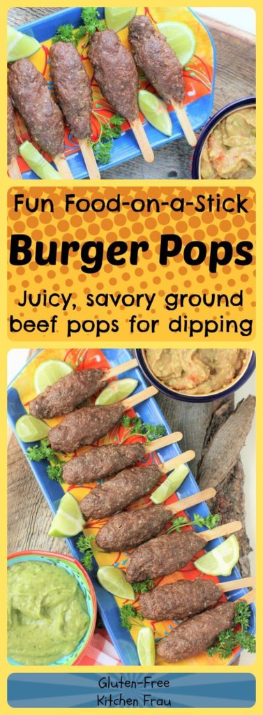 Burger Pops are a fun, savory beef appetizer on a stick - great for dipping! Also a fun project to make with kids. #groundbeef #foodonastick #appetizers #fingerfood