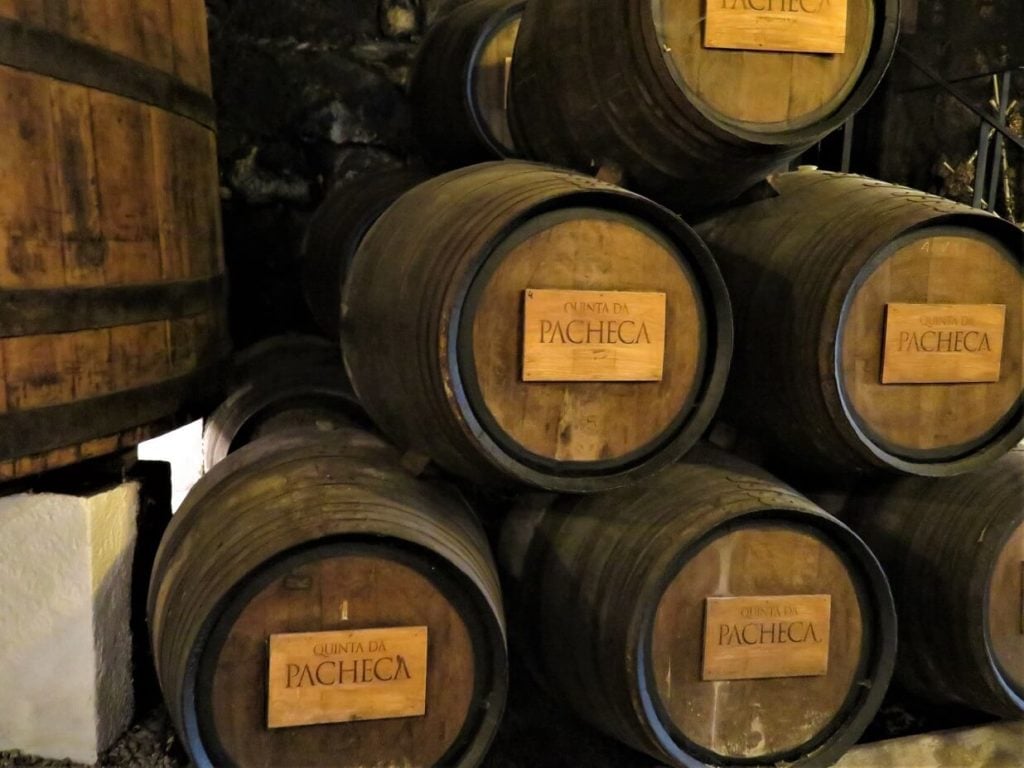 porto tonic; wine barrels stored in a wine cellar of a neighbouring wine estate in the Douro Valley