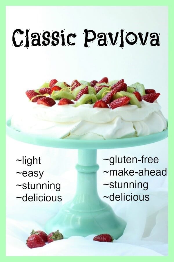 A classic pavlova is light, fluffy, and marshmallowy - like eating a sweet cloud. It's a fantastic dessert because you can make it ahead and it looks so elegant. This version is lightened up and absolutely delicious.