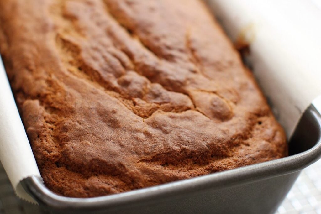banana bread hot out of the oven