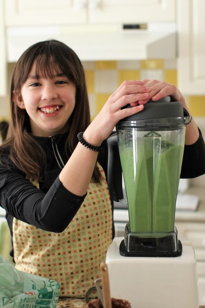 blend up the spinach and make the batter for the green pancakes