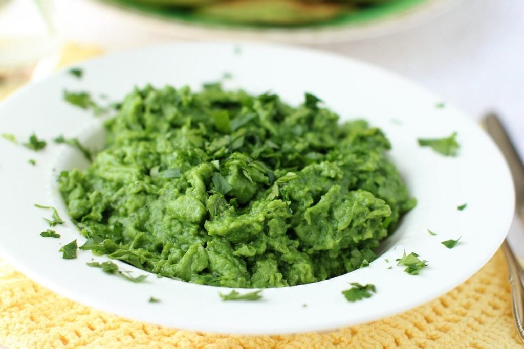 a bowl of luscious green scrambled eggs 