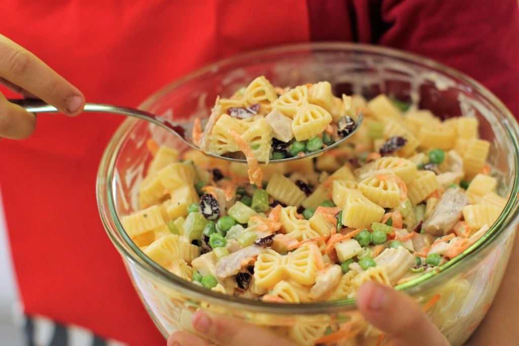 and there's the delicious chicken pasta salad