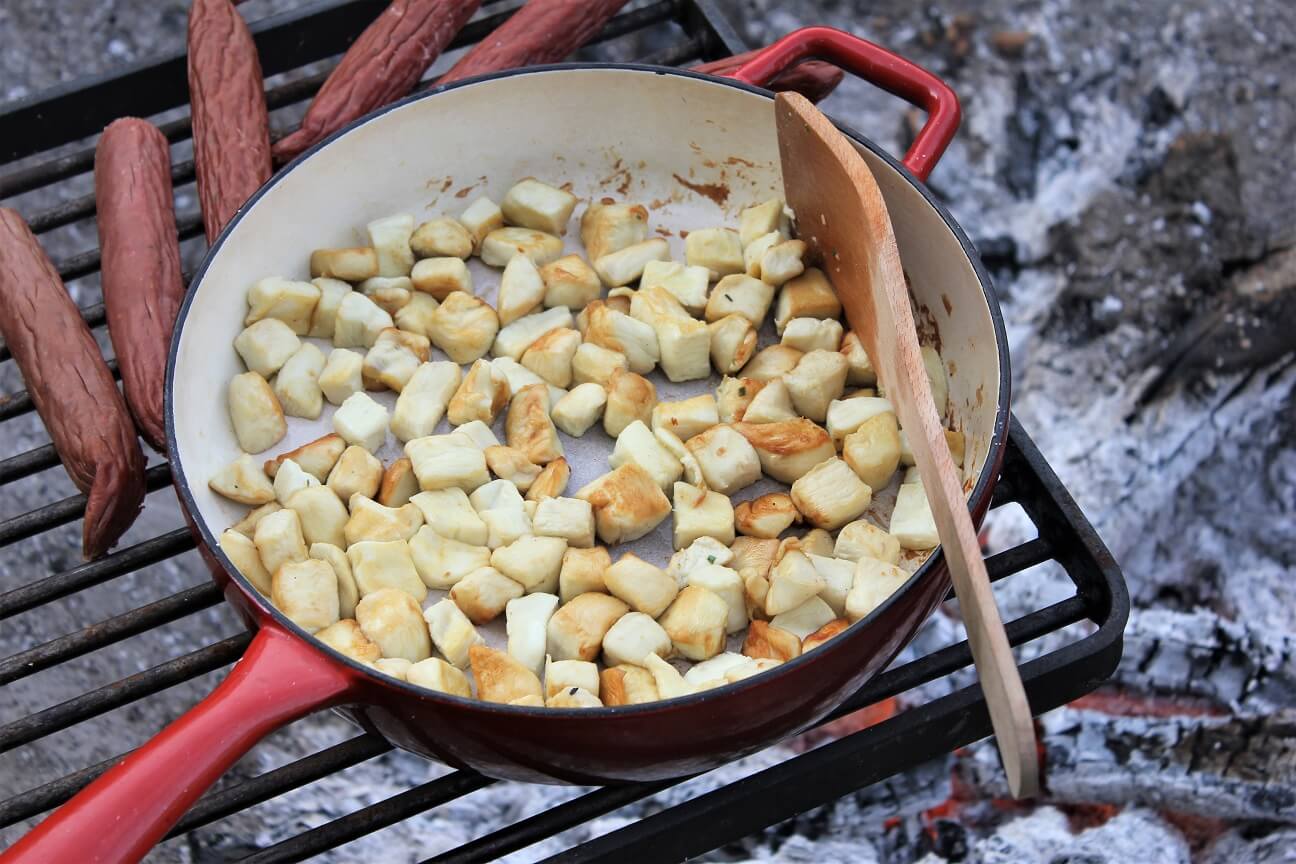 puffball browning in the skillet