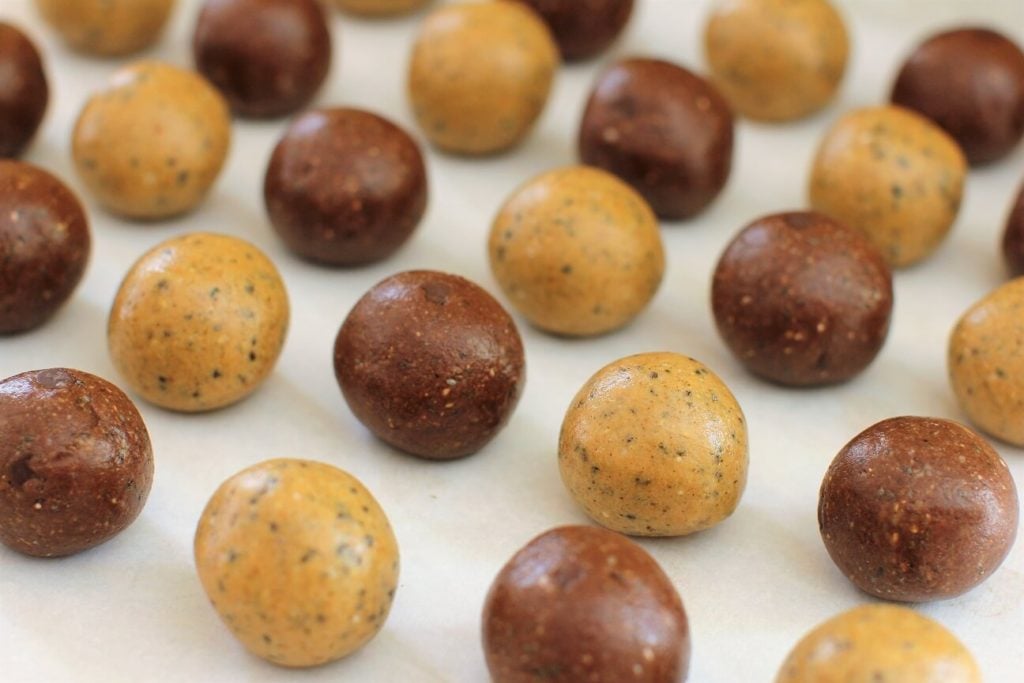 rows of protein balls