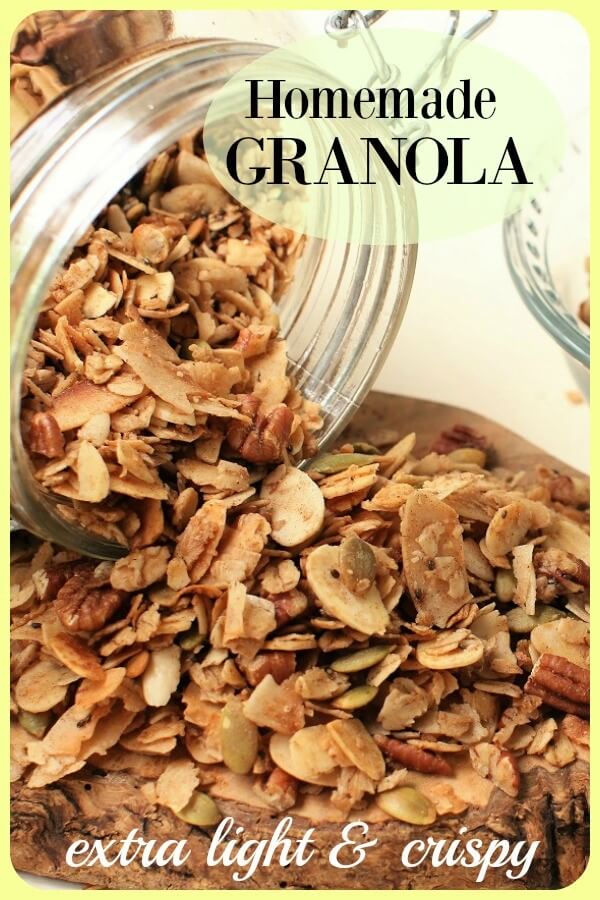 granola tumbling out of jar