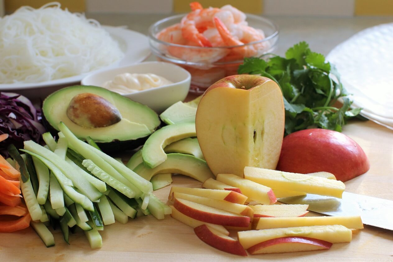 ingredients laid out to start making the wraps
