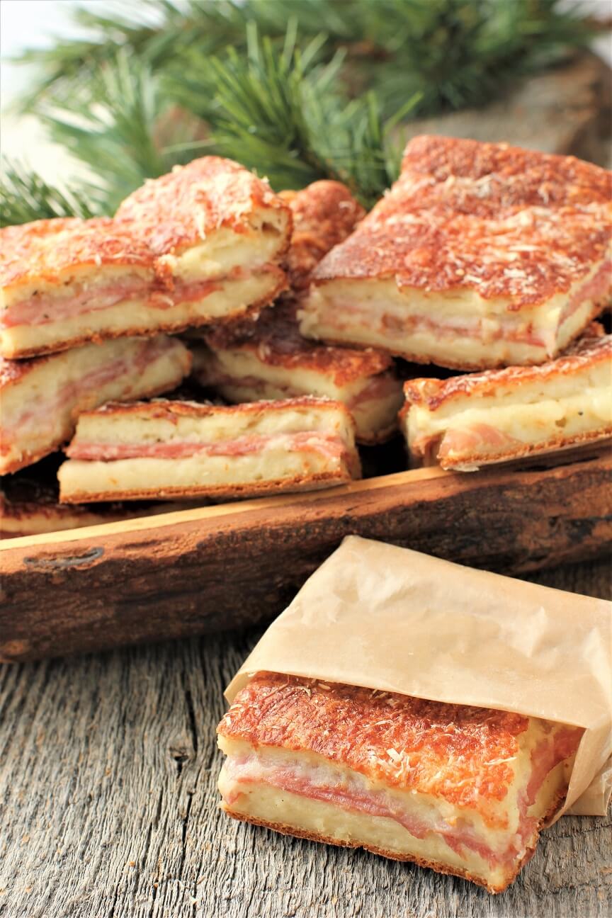 a wrapped Torta de Fiambre