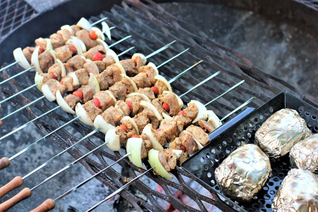 souvlaki skewers on the grill