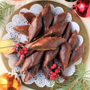 top-down view of Magenbrot piled on plate