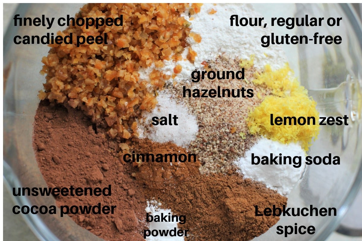 all the ingredients in the mixing bowl and labeled.