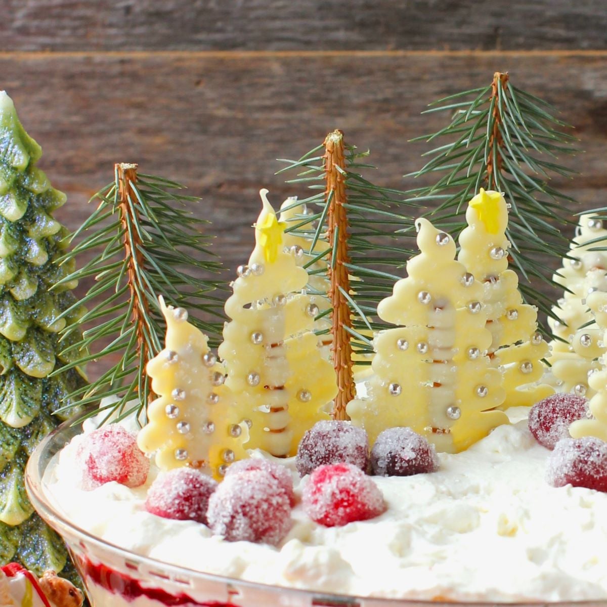 decorations on top of the trifle.