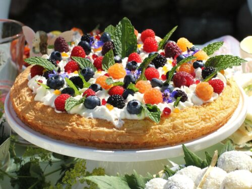 Fruit & Flower Almond Cake and a Forest Fairy Picnic - Kitchen Frau