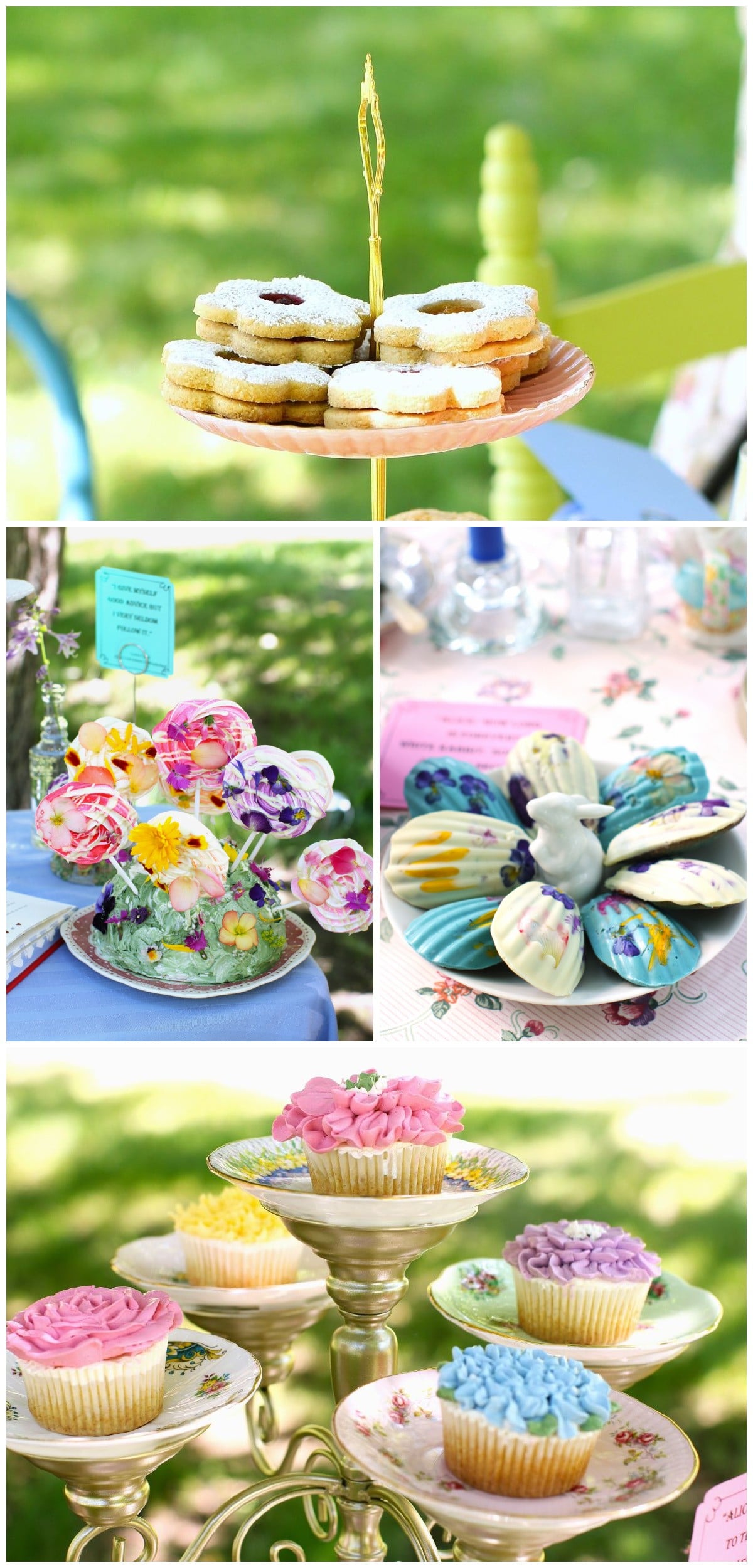 Photo Collage of all the desserts served at the Mad Hatter's Tea Party.